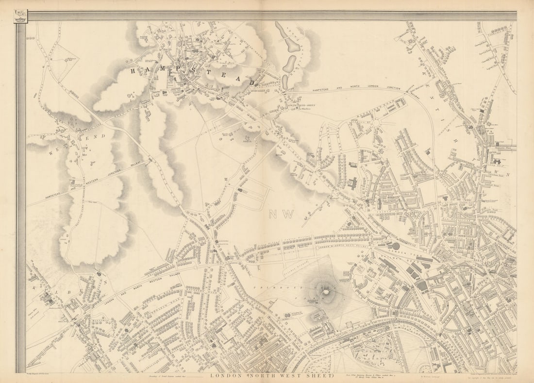 CASSELLS LONDON NW Hampstead Camden St Johns Wood Belsize Park.WELLER 1863 map (1 of 1)