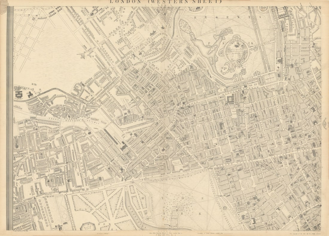 CASSELLS LONDON W. Marylebone Bayswater Mayfair Fitzrovia. WELLER 1863 map: Cassell's Map of London (Western sheet)'. London Western sheet, including St John's Wood with Lord's Cricket Ground on its current site, the (partly laid out but not yet constructed) Maida Vale area, 