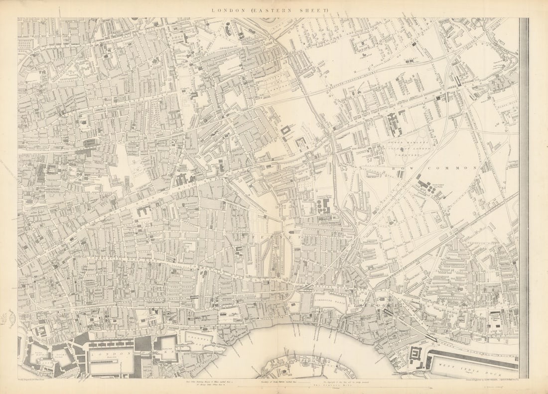 CASSELLS LONDON E Limehouse Stepney Whitechapel Bethnal Green. WELLER 1863 map (1 of 1)