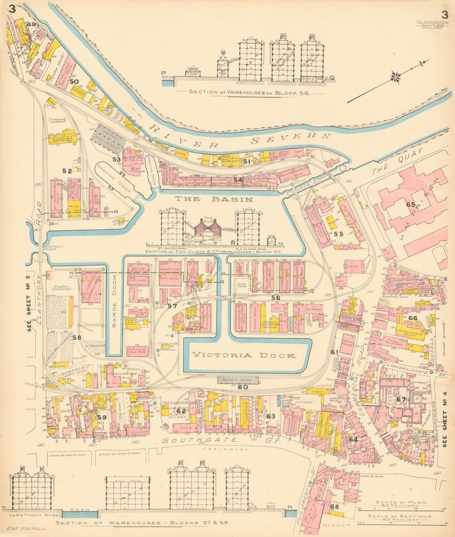 Gloucester Docks & Warehouses. Basin & Victoria Dock. Goad Insurance map 1891 (1 of 1)