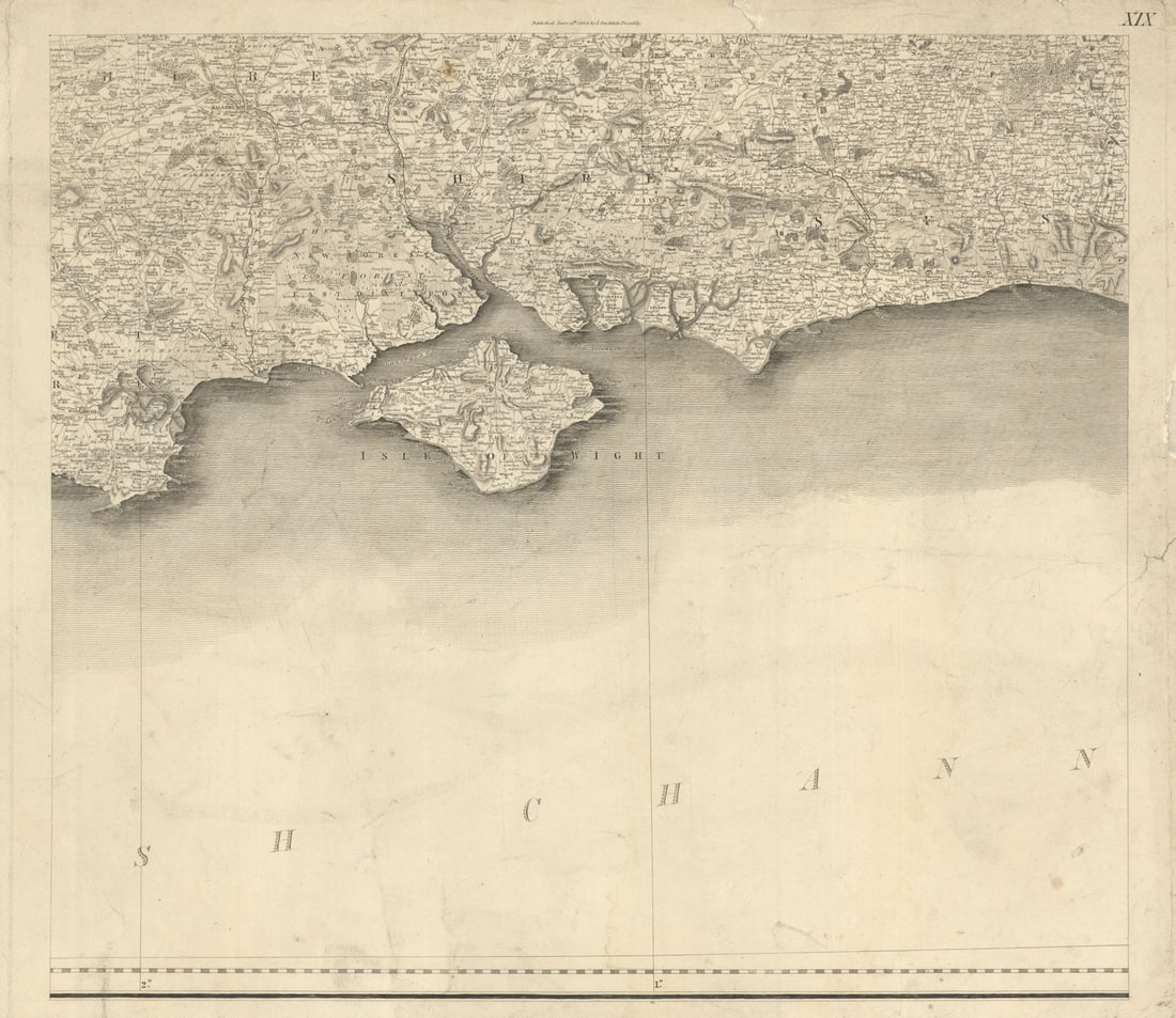 #19 England South Coast. Isle of Wight Hampshire Dorset. Stockdale 1809 map (1 of 1)