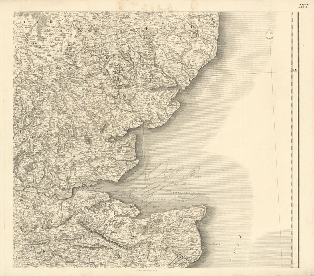 #16 East Anglia and Thames Estuary. Kent Essex Suffolk. Stockdale 1809 old map: [Sheet XVI – East Anglia and Thames Estuary]. Sheet XVI – East Anglia and Thames Estuary – Essex, Suffolk, Cambridgeshire, and northern Kent with London fringe by Stockdale, John. Pu