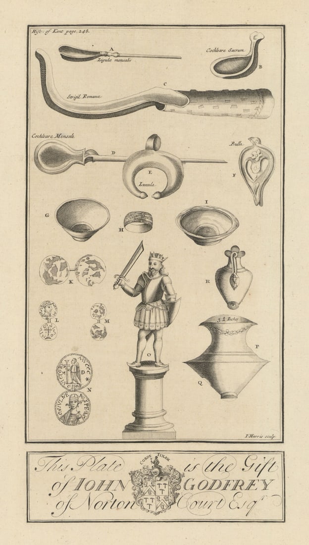 Kent miscellaneous antiquities plate by John Harris. Gift of John Godfrey 1719 (1 of 1)