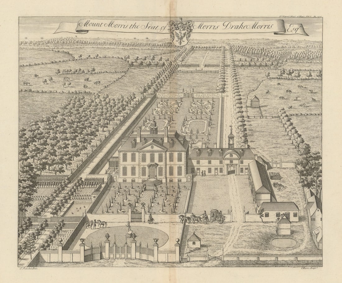 Mount Morris—Seat of Drake Morris—Monks Horton Manor, Kent—Badeslade/Harris 1719 (1 of 1)