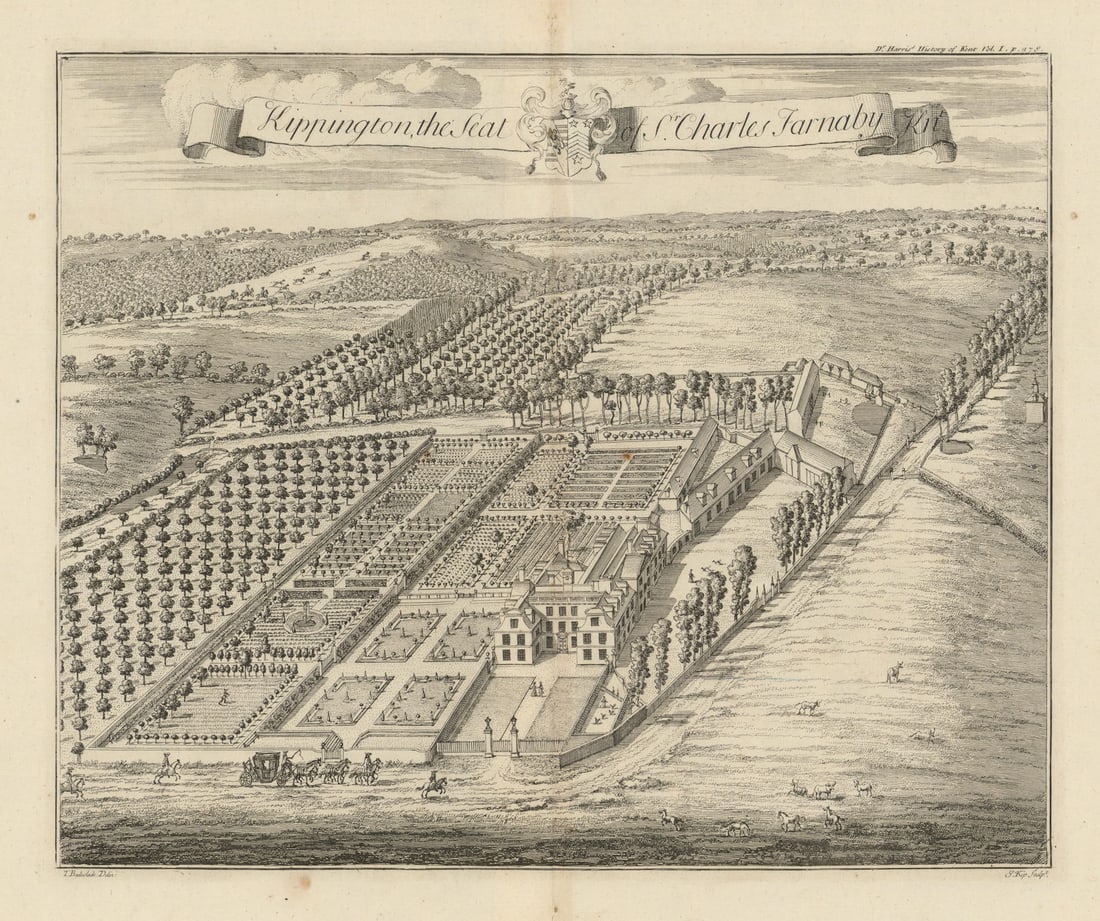 Kippington House, Seat of Sir. Charles Farnaby—Sevenoaks—Badeslade & Kip 1719 (1 of 1)