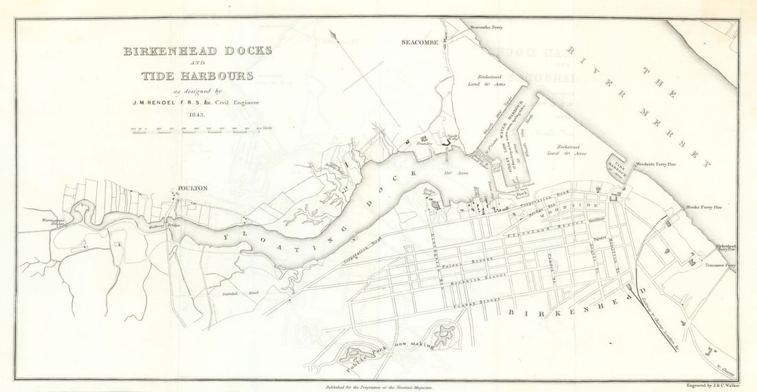 Birkenhead Docks & Tide Harbours as designed by James Meadows Rendel 1844 map (1 of 1)