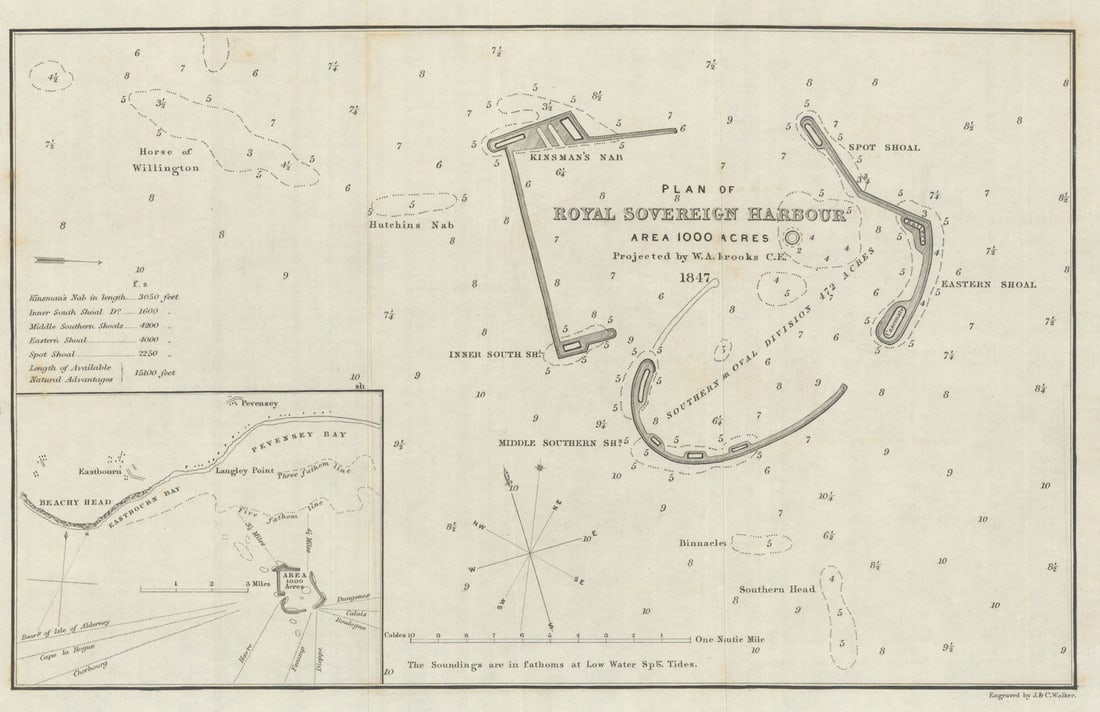 Plan of Royal Sovereign Harbour projected by William A Brooks. Pevensey 1850 map (1 of 1)