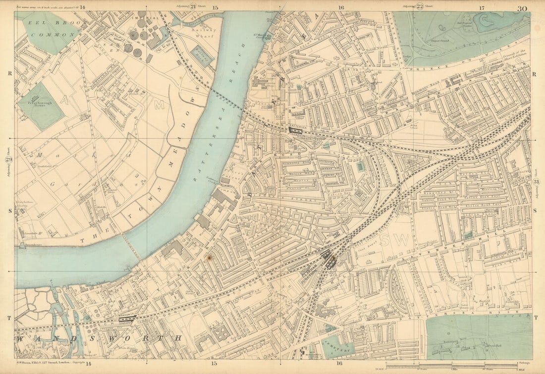 BATTERSEA Wandsworth Clapham Junction Lavender Hill Battersea Rise 1886 map (1 of 1)