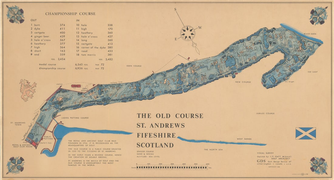 St. Andrews Old Course golf plan by James Paterson Izatt for GDS 1968 map (1 of 1)