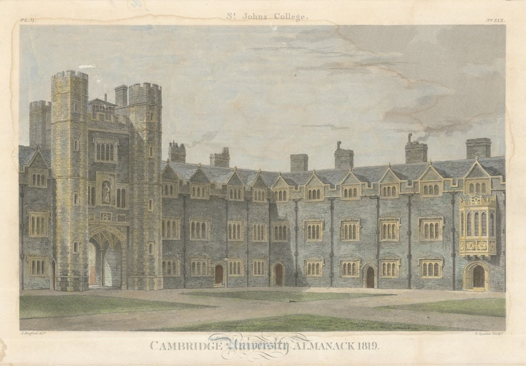 St. John's College by John Burford from The Cambridge University Almanack 1819 (1 of 1)