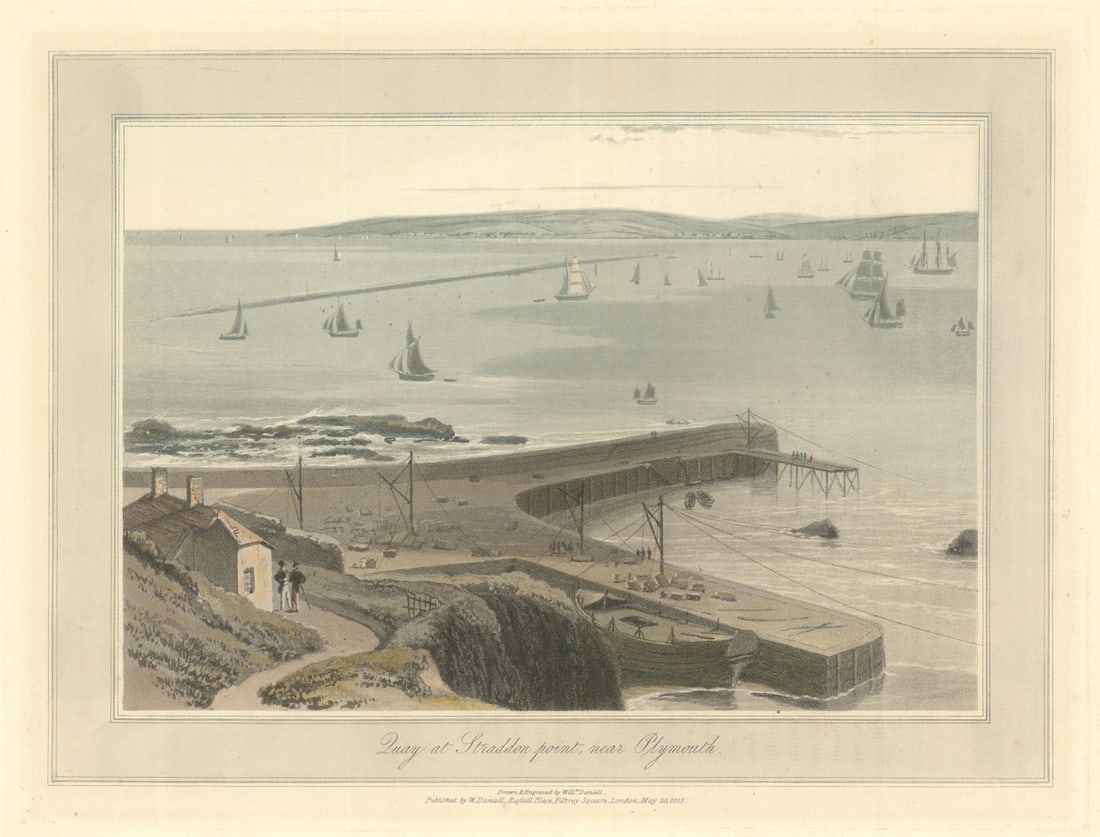 Quay at Straddon [Staddon] Point, near Plymouth—William Daniell aquatint 1825 (1 of 1)
