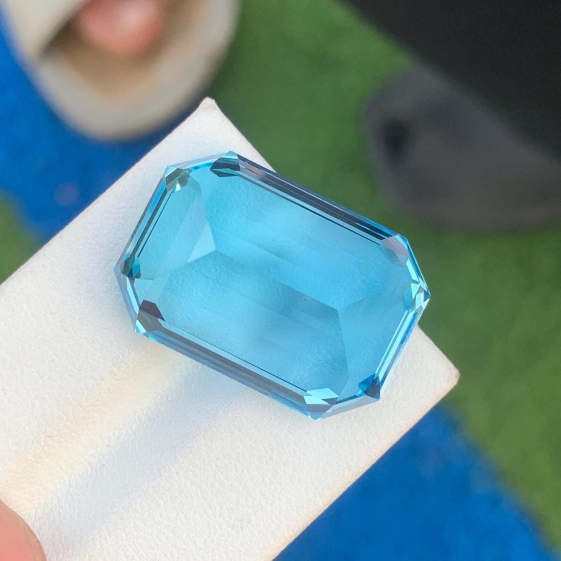 Swiss Blue Topaz Gemstone Necklace Size Emerald Cut From Brazil - 48.495 Ct - 9