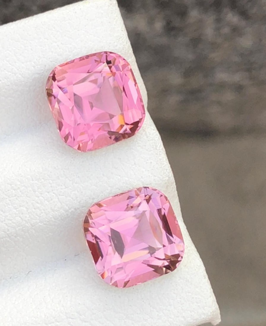 7.30 Carat Sweet Pink Tourmaline Gemstone Pair Earrings Jewelry Making Stone: Gemology: * Weight : 7.30 Carats * Dimension : 8.6*8.4*6.6 mm * Color: Sweet Pink * Clarity : Loupe Clean * Luster: Vitreous * Associated month: October * SKU: STORE EG Reserve: $1,450.00 Shipping: