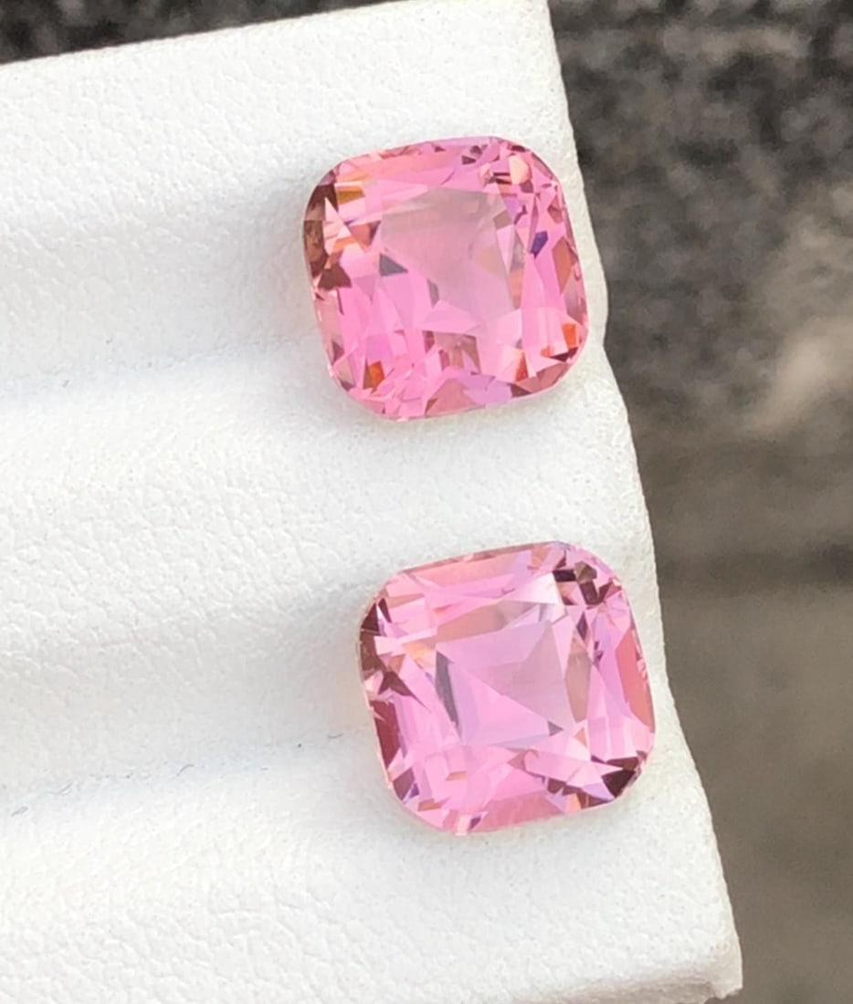 7.30 Carat Sweet Pink Tourmaline Gemstone Pair Earrings Jewelry Making Stone - 4
