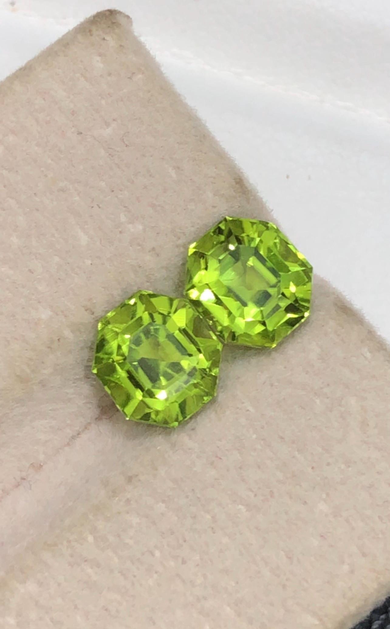 Jewelry Size Natural Green Peridot Pair Emerald Gemstone From Sapat Valley - 3.460 Carat - 7