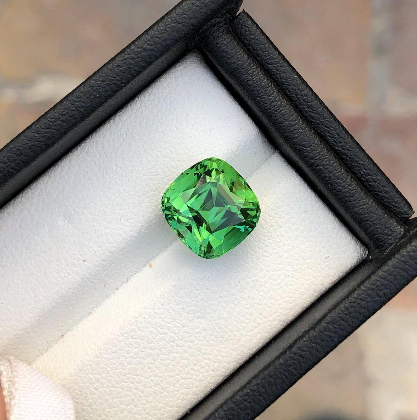 Cushion Cut Green Tourmaline Gemstone: 6.38 Carat, Afghanistan Origin - 6