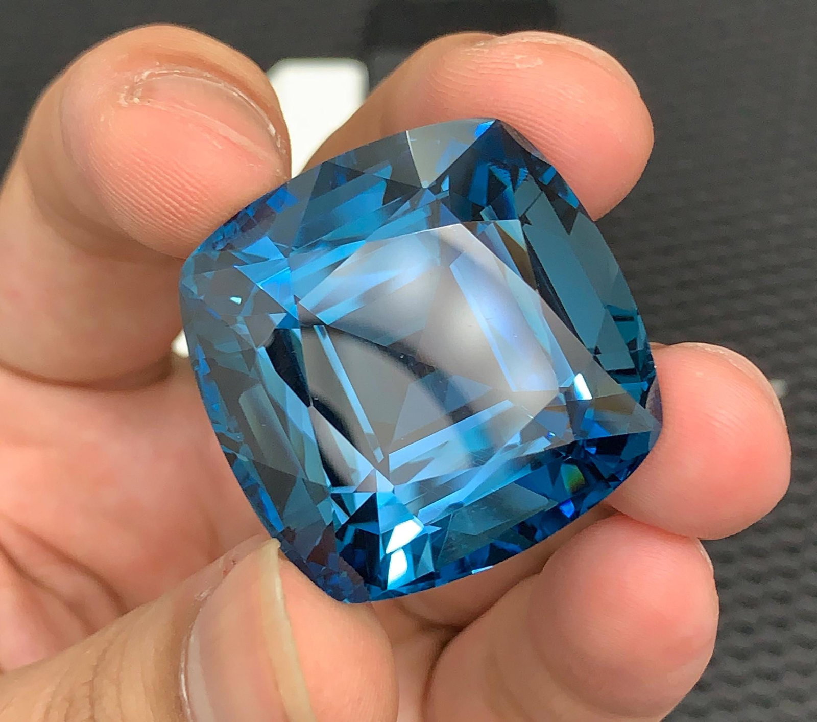Certified Natural London Blue Topaz Gemstone: 169.29 Ct Cushion Cut Brazil Collector Stone - 3