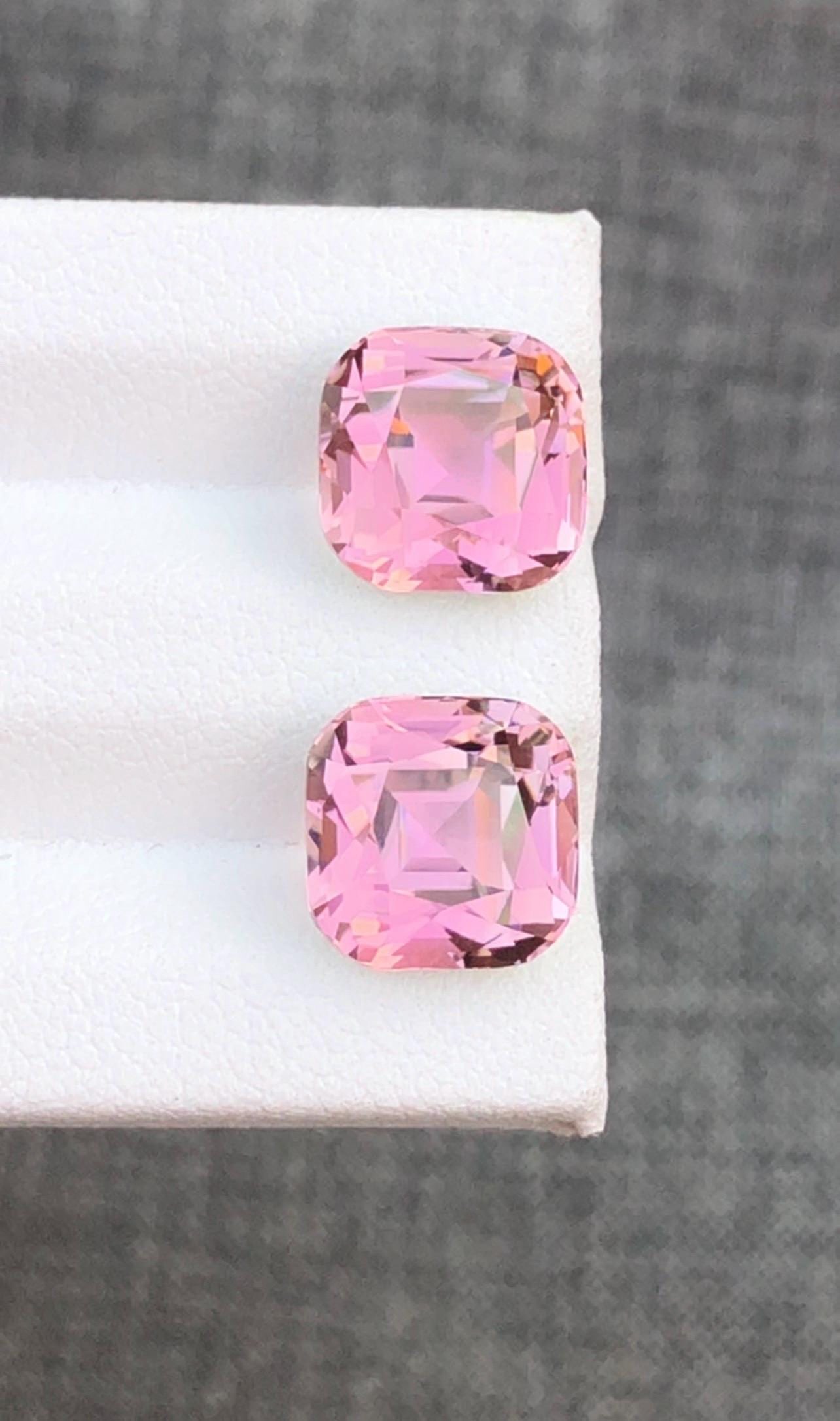 10.135 Carat Sweet Pink Tourmaline Gemstone Pair Earrings Jewelry Making Stone - 10