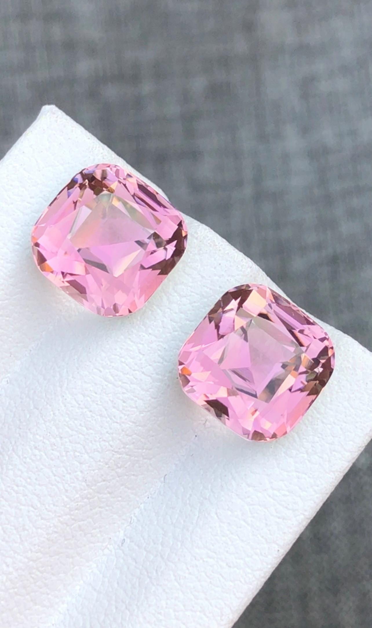10.135 Carat Sweet Pink Tourmaline Gemstone Pair Earrings Jewelry Making Stone - 3
