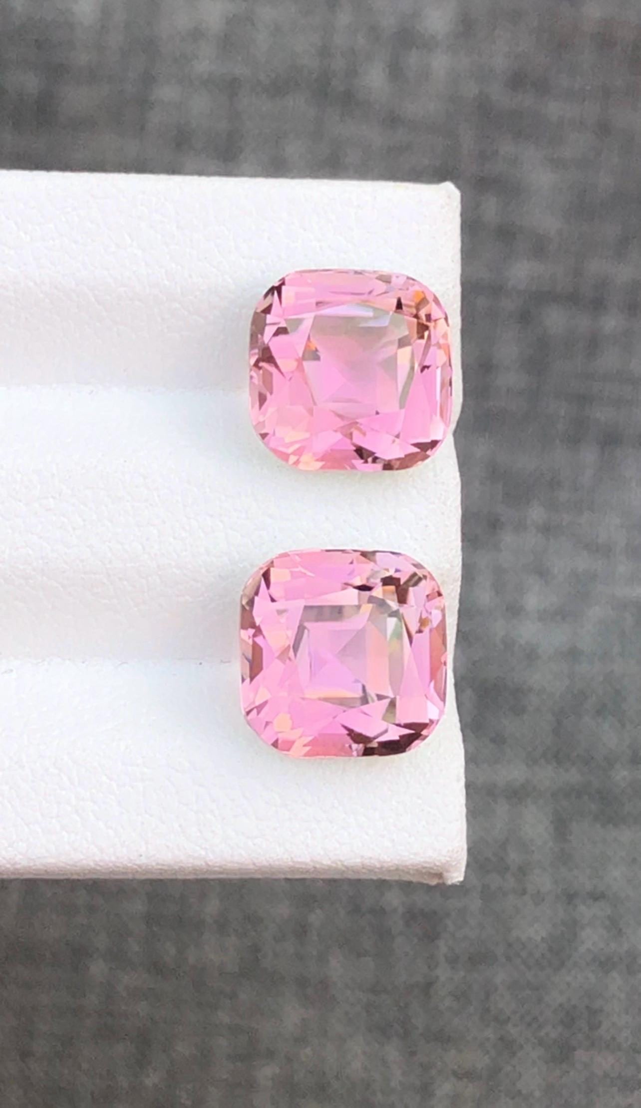 10.135 Carat Sweet Pink Tourmaline Gemstone Pair Earrings Jewelry Making Stone - 4