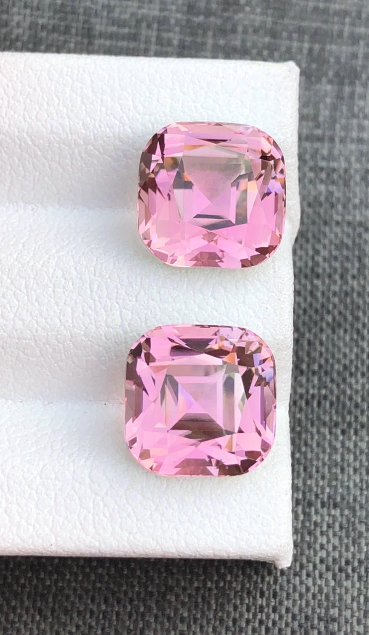 10.135 Carat Sweet Pink Tourmaline Gemstone Pair Earrings Jewelry Making Stone - 5