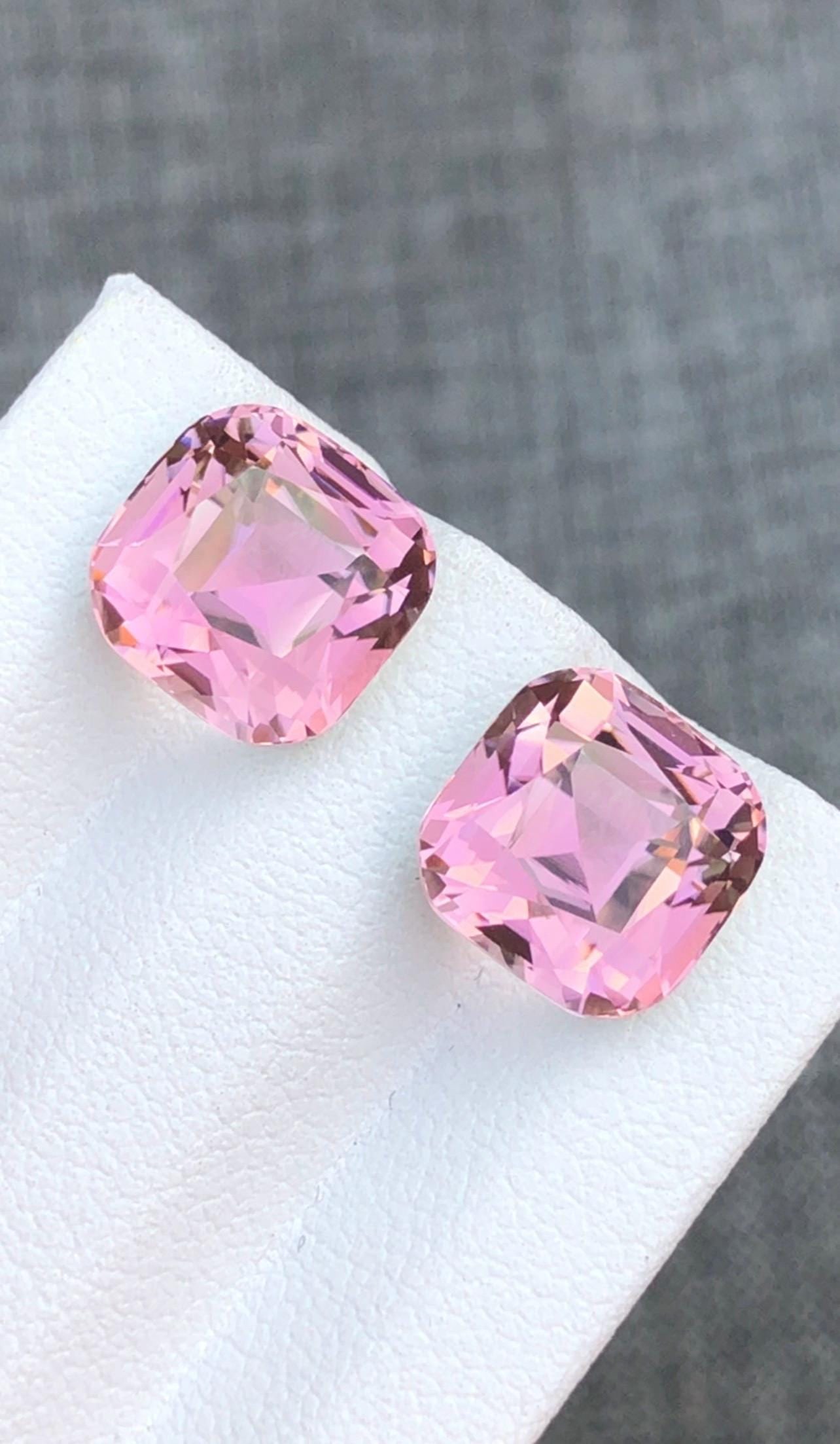 10.135 Carat Sweet Pink Tourmaline Gemstone Pair Earrings Jewelry Making Stone - 6