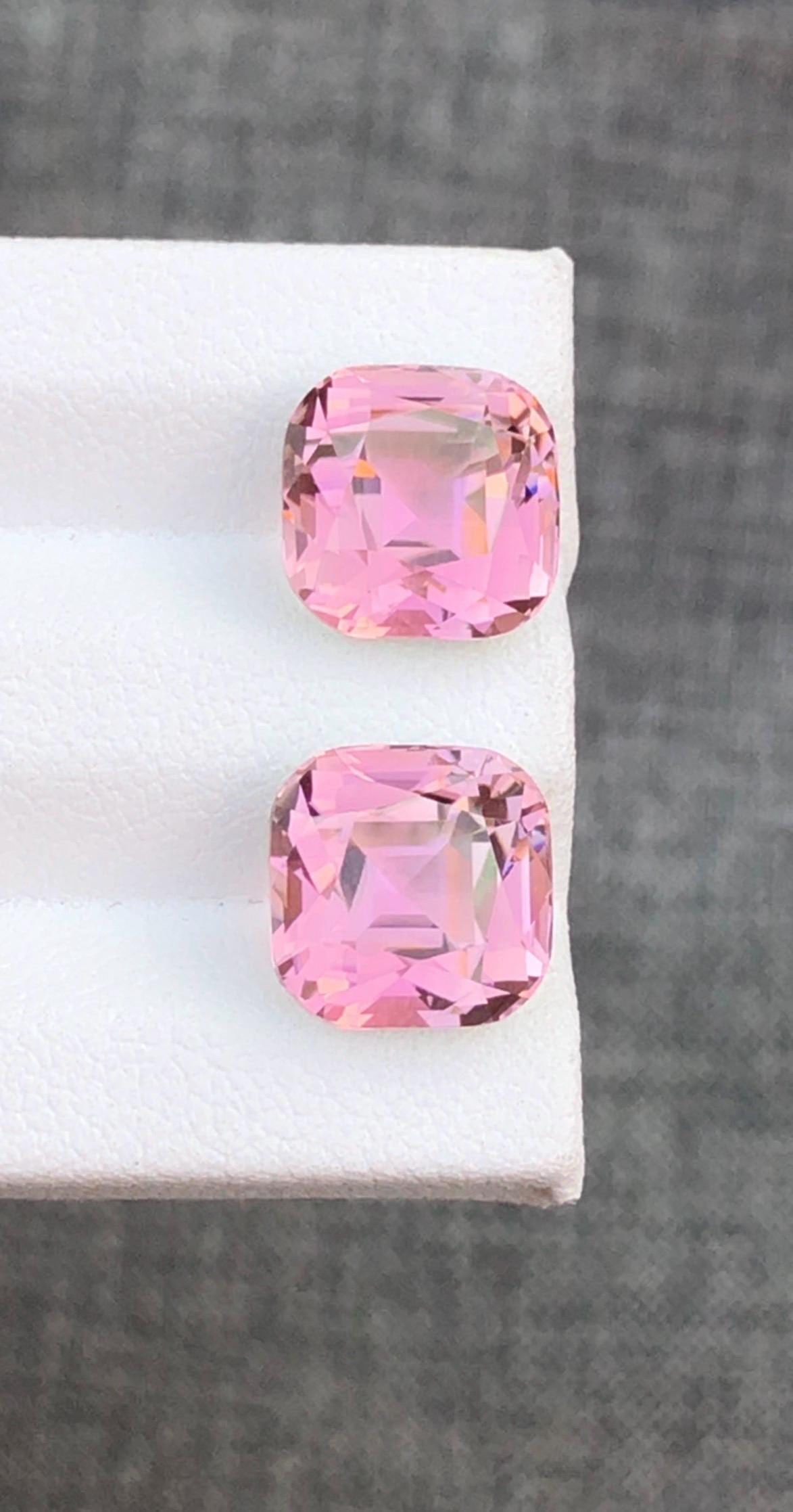 10.135 Carat Sweet Pink Tourmaline Gemstone Pair Earrings Jewelry Making Stone - 7