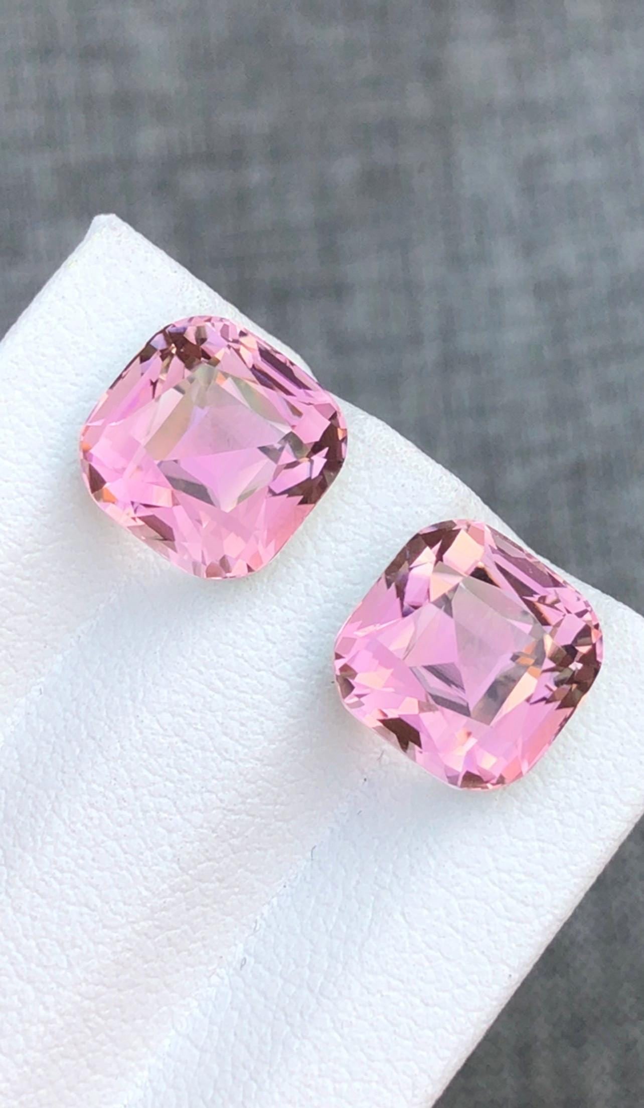10.135 Carat Sweet Pink Tourmaline Gemstone Pair Earrings Jewelry Making Stone - 8