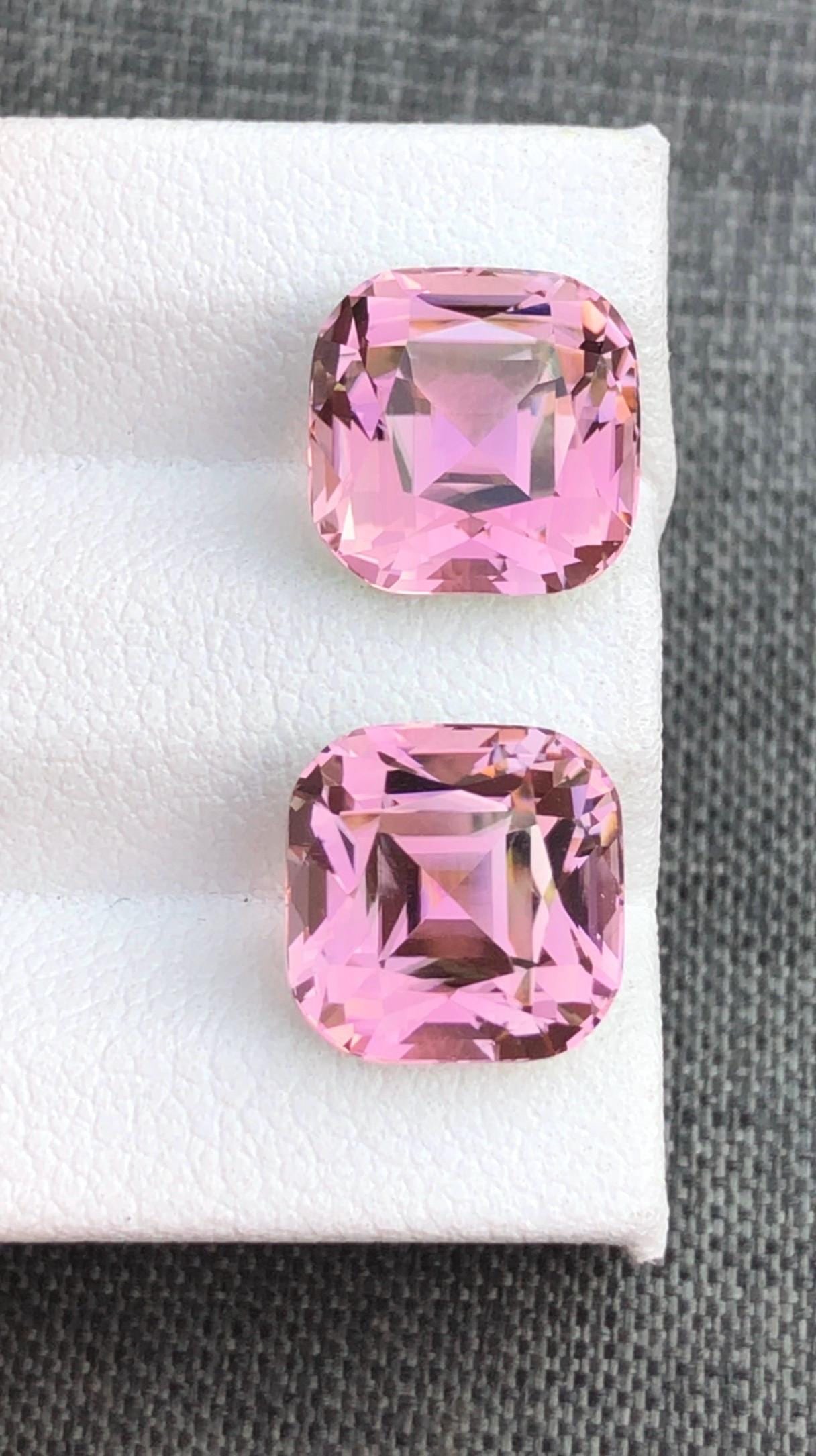 10.135 Carat Sweet Pink Tourmaline Gemstone Pair Earrings Jewelry Making Stone - 9
