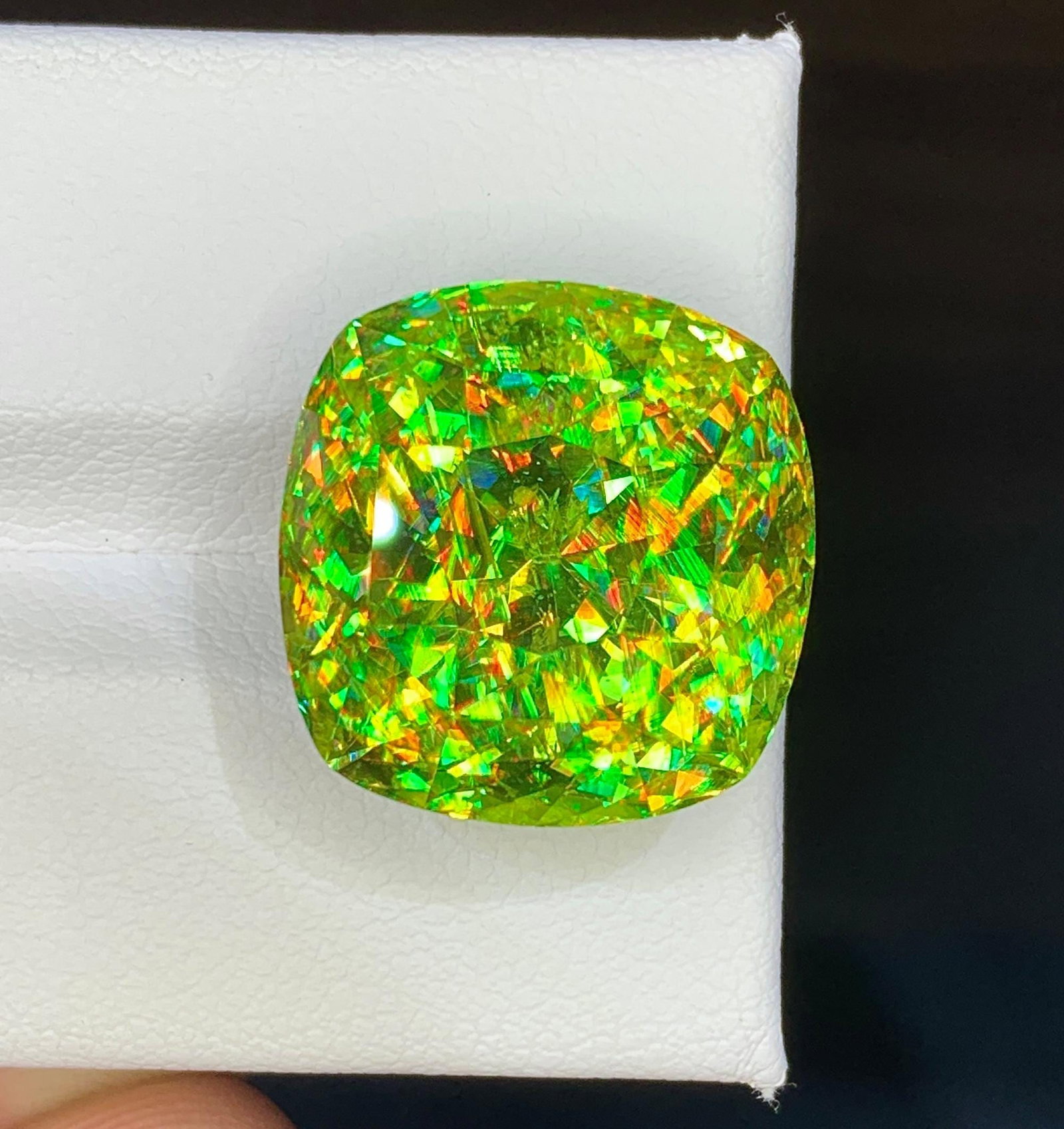 Natural Madagascar Sphene (Titanite) 26.29 Carat - Cushion Cut Rainbow Fire Loose Gemstone - 2