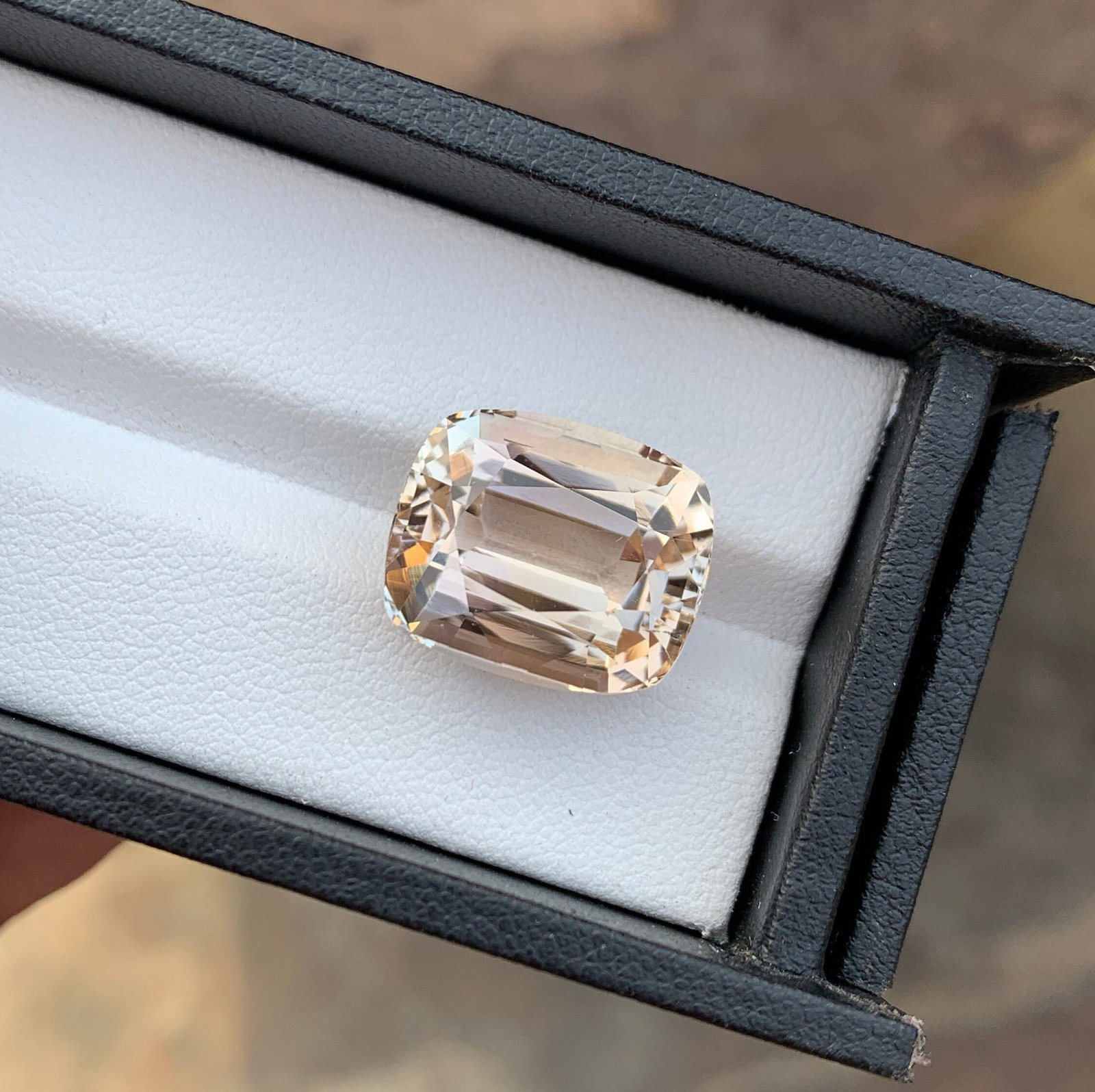 21.40 Carat Sherry Topaz Gemstone: Faceted Cushion Cut Stone - 6