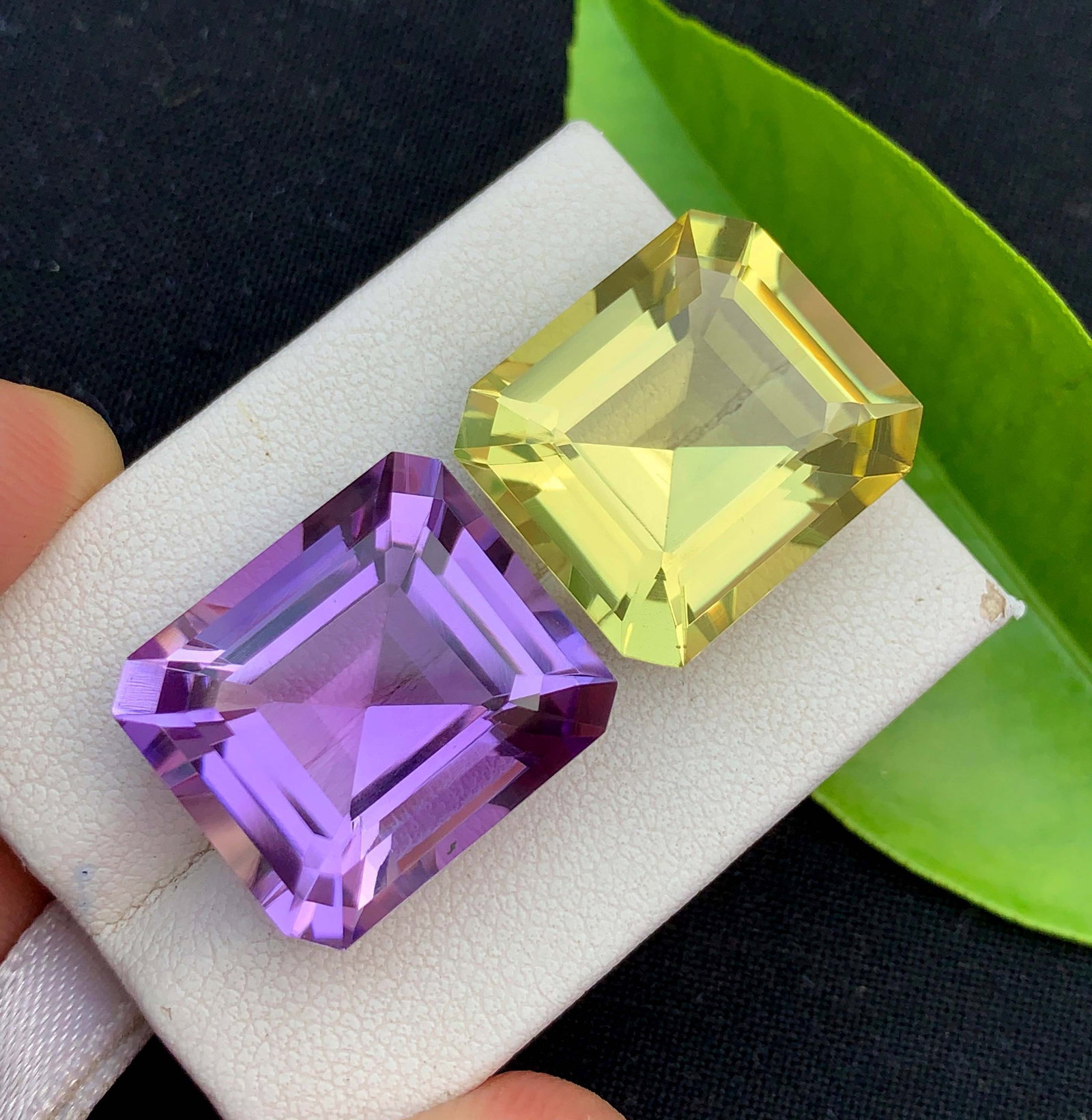 Natural Amethyst & Citrine Gemstone Pair: Fancy Cut February Birthstone (34.10 Carat) - 3