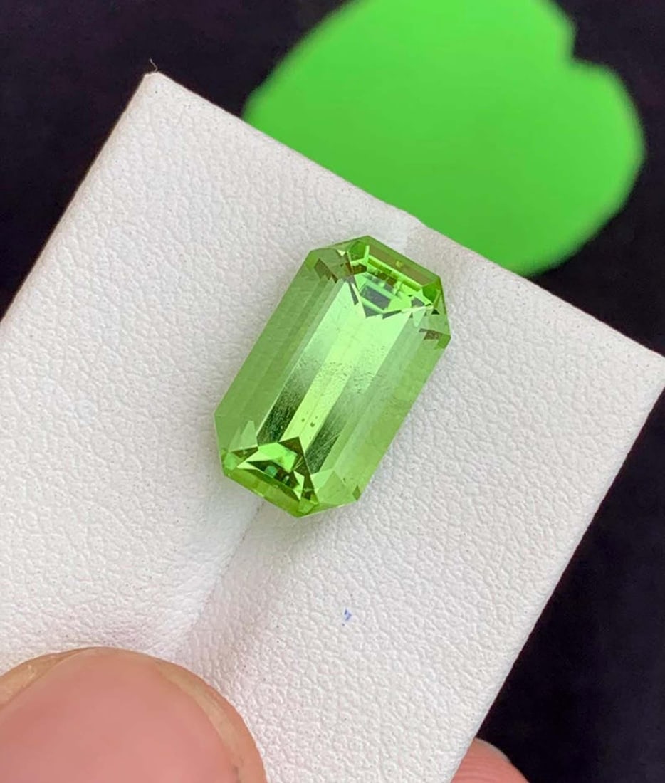 Natural Peridot Gemstones, Top Color Emerald Cut Peridot Loose Gemstone From Pakistan, August - 3