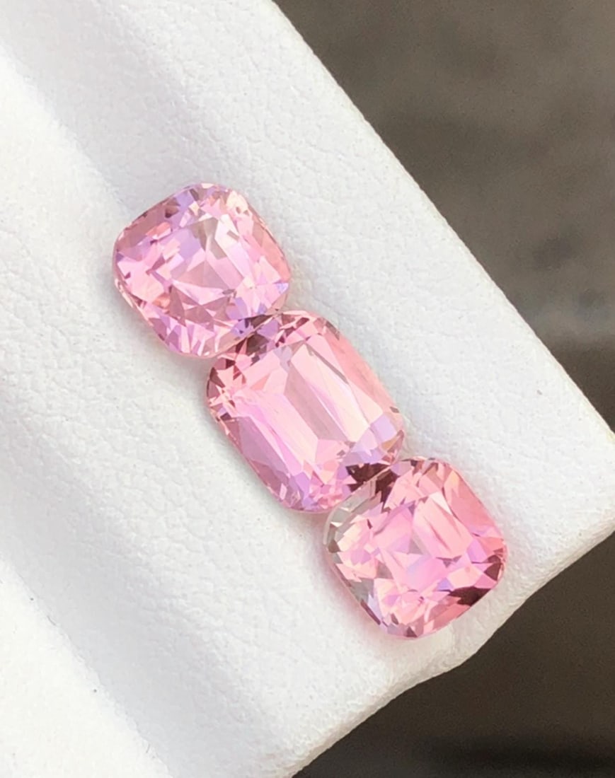 Natural Pink Tourmaline Gemstone Set For Jewelry From Afghanistan - 5.315 Carat: Gemology: * Weight : 5.315 Carat * Dimension : 7.8*6.3*4.7 mm * Pair Dimension : 6.4*6.4*6.1 mm * Color: Pink * Clarity : Loupe Clean * Luster: Vitreous * Associated month: October * SKU: E Reserve: $