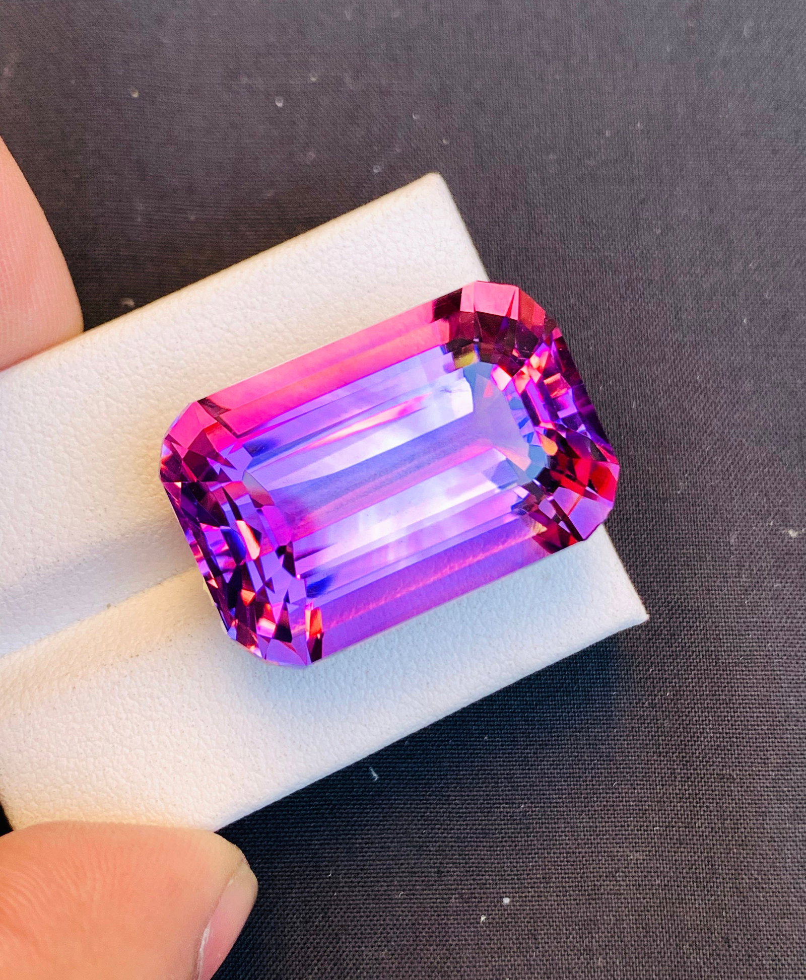 63 CT Natural Amethyst Gemstone: Deep Purple Emerald Cut Stone - 3