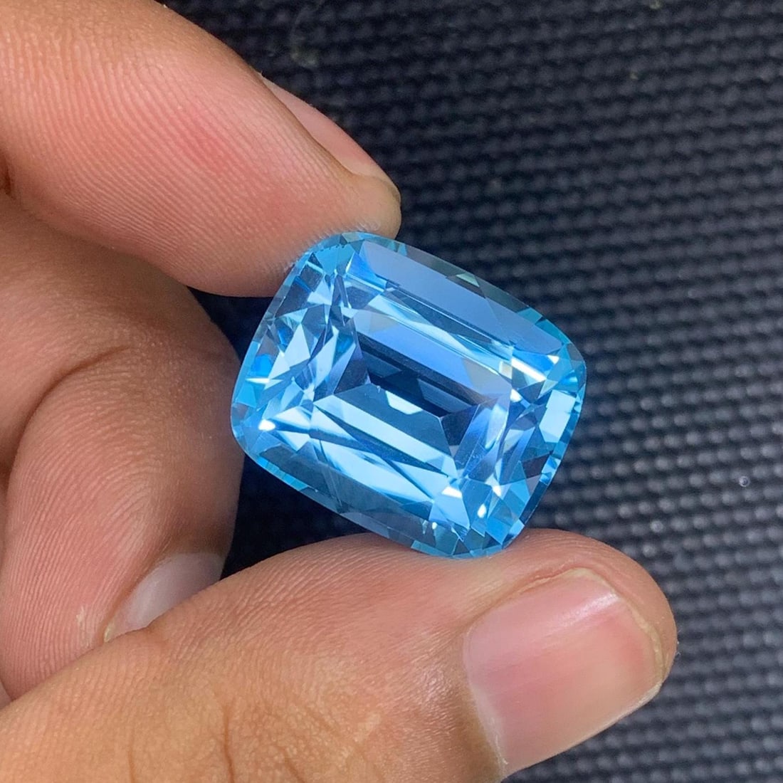 Swiss Blue Topaz Gemstone: 35.65 Carat Cushion Cut, Eye Clean - 2