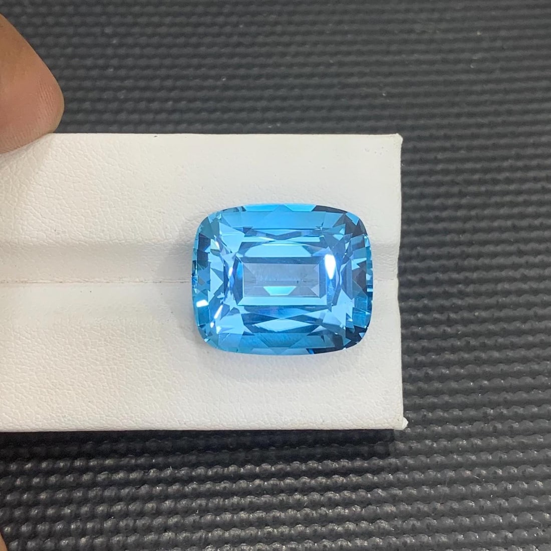 Swiss Blue Topaz Gemstone: 35.65 Carat Cushion Cut, Eye Clean - 3