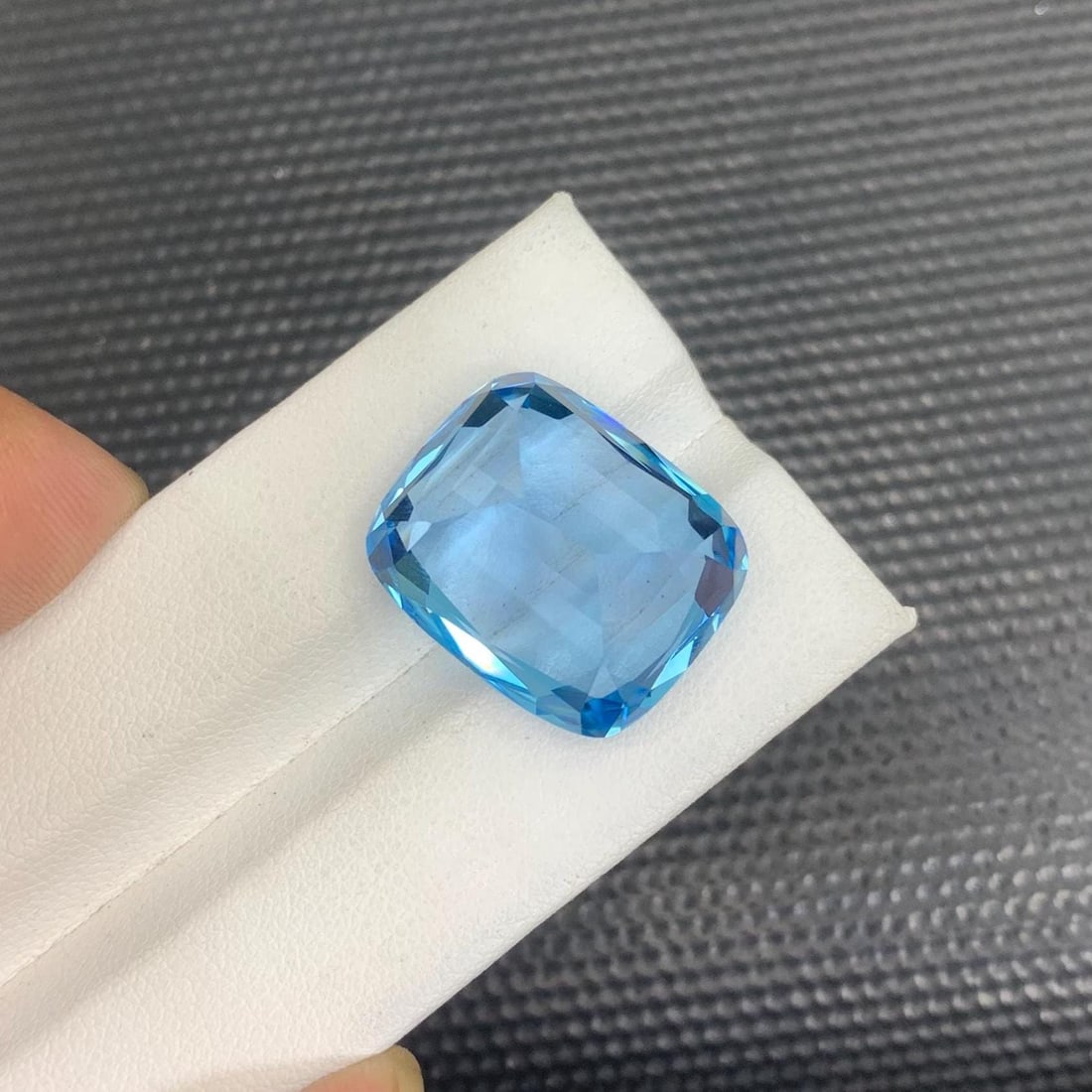 Swiss Blue Topaz Gemstone: 35.65 Carat Cushion Cut, Eye Clean - 8