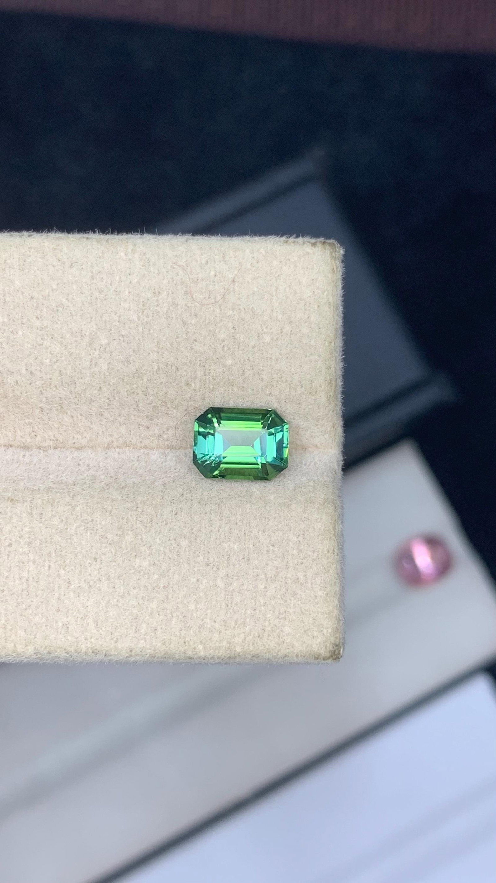 Blue Green Tourmaline Gemstone: 1.105 Carat Faceted Emerald Cut Stone - 2
