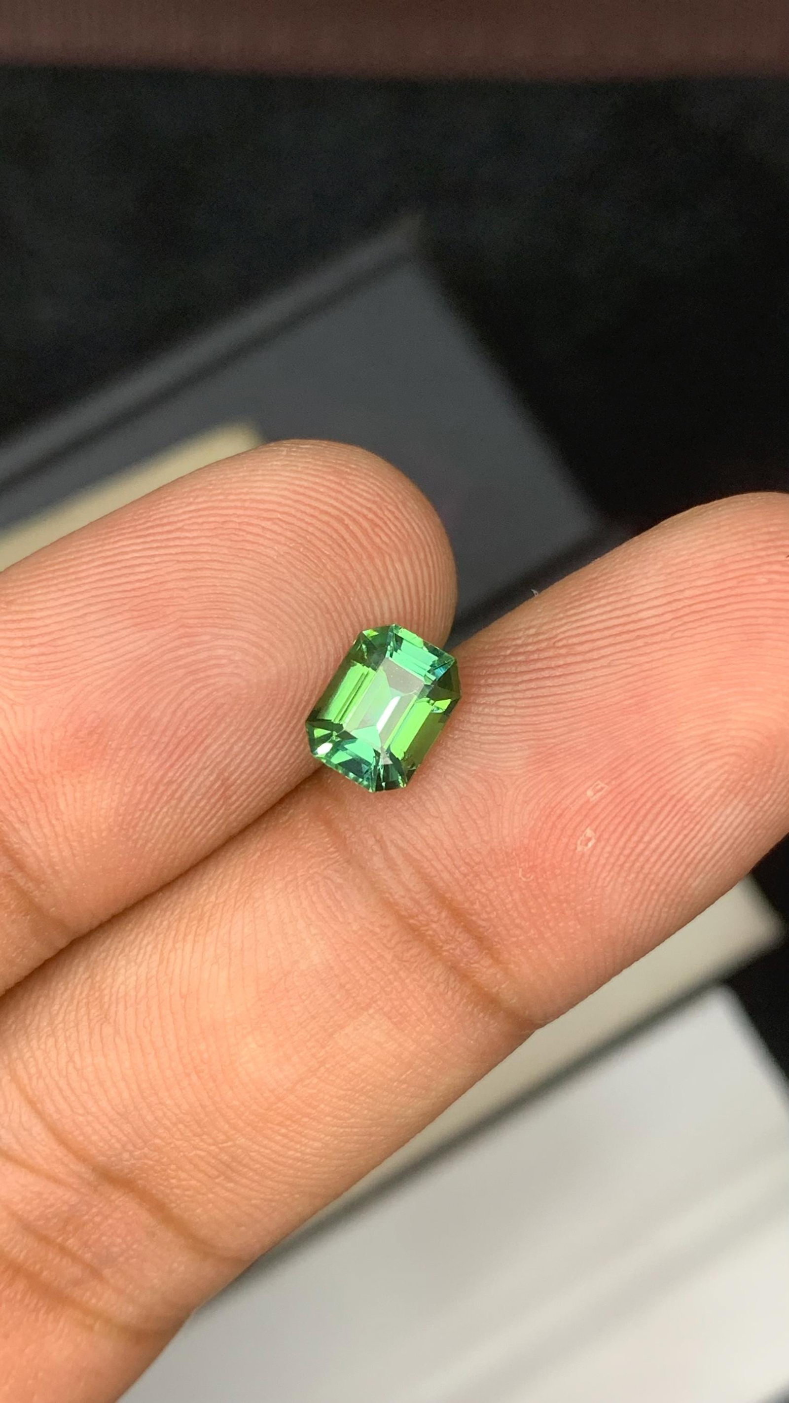 Blue Green Tourmaline Gemstone: 1.105 Carat Faceted Emerald Cut Stone - 3