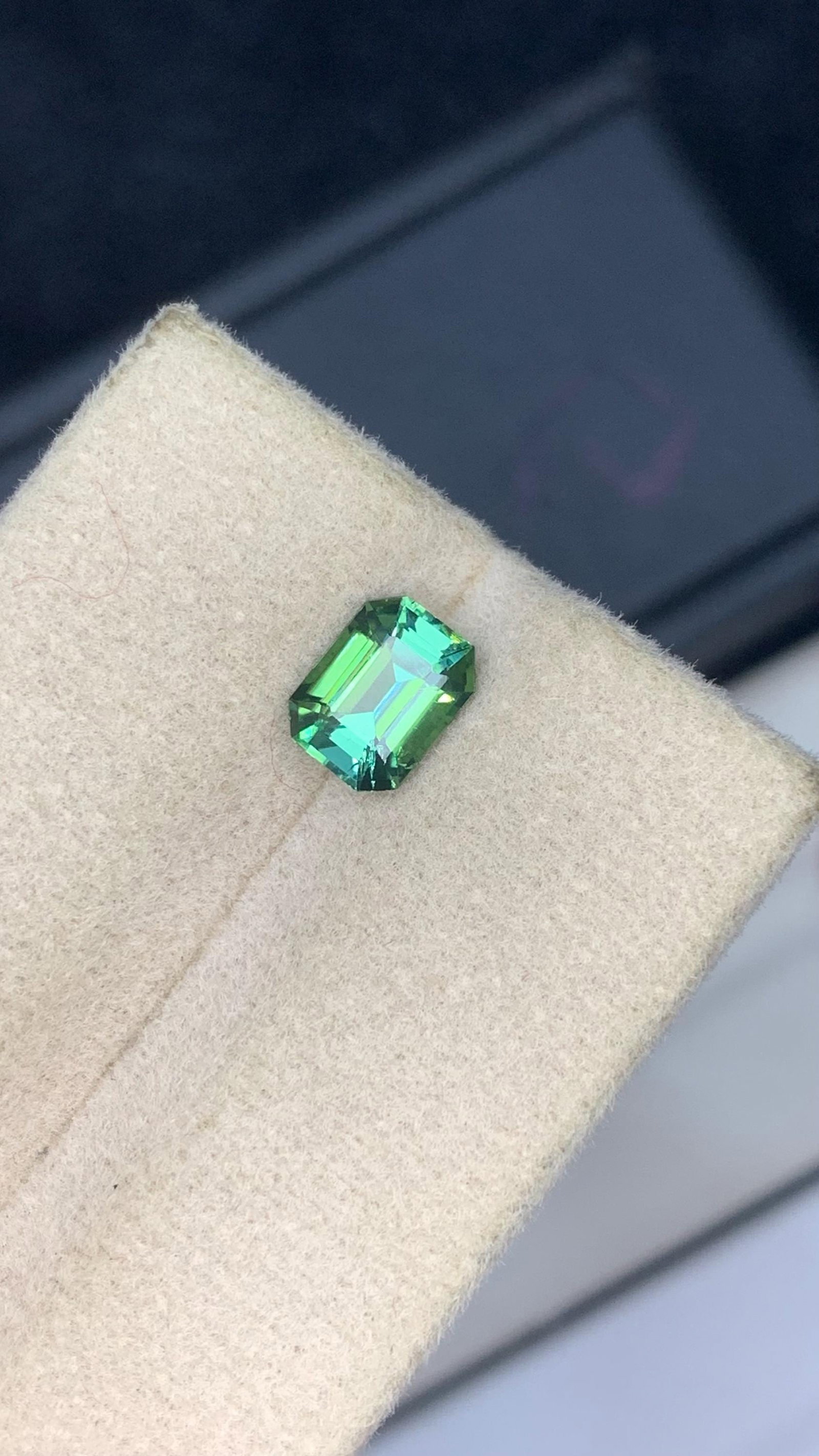 Blue Green Tourmaline Gemstone: 1.105 Carat Faceted Emerald Cut Stone - 4
