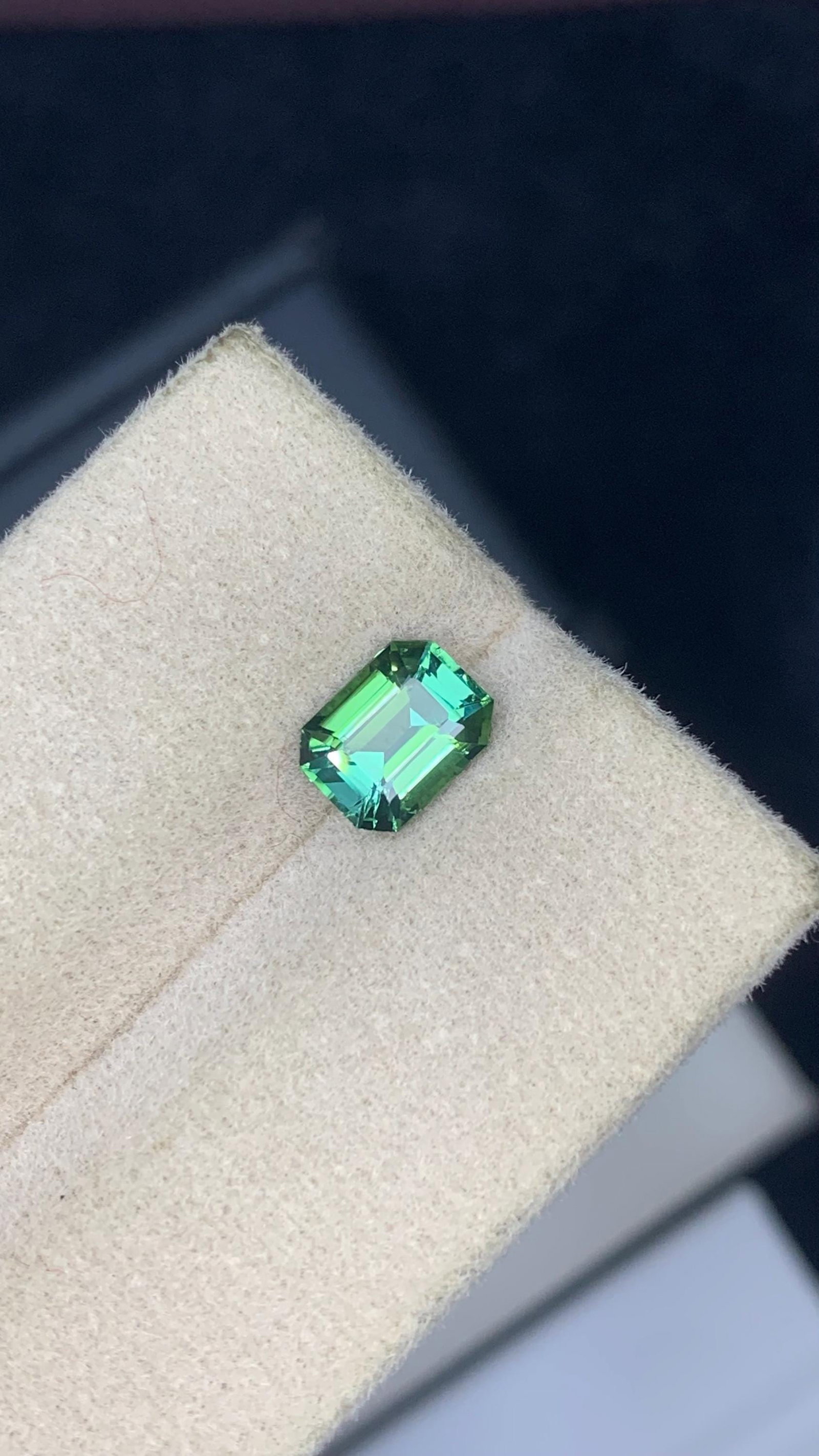 Blue Green Tourmaline Gemstone: 1.105 Carat Faceted Emerald Cut Stone - 7