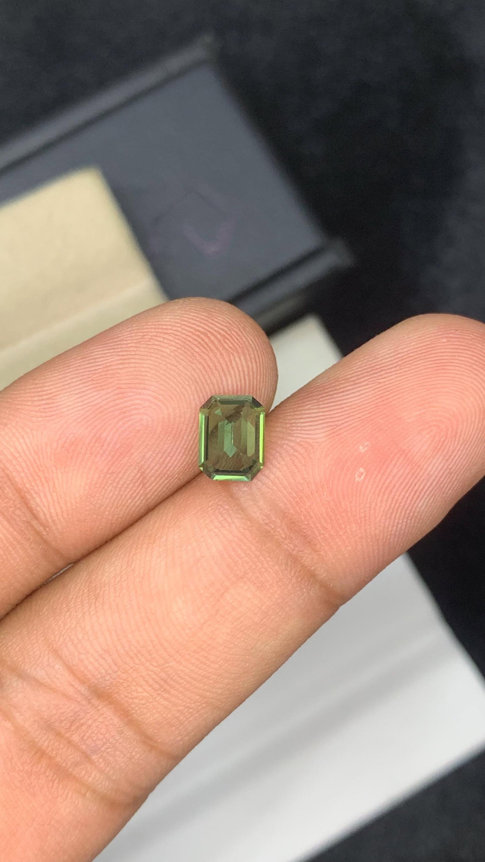 Blue Green Tourmaline Gemstone: 1.105 Carat Faceted Emerald Cut Stone - 9