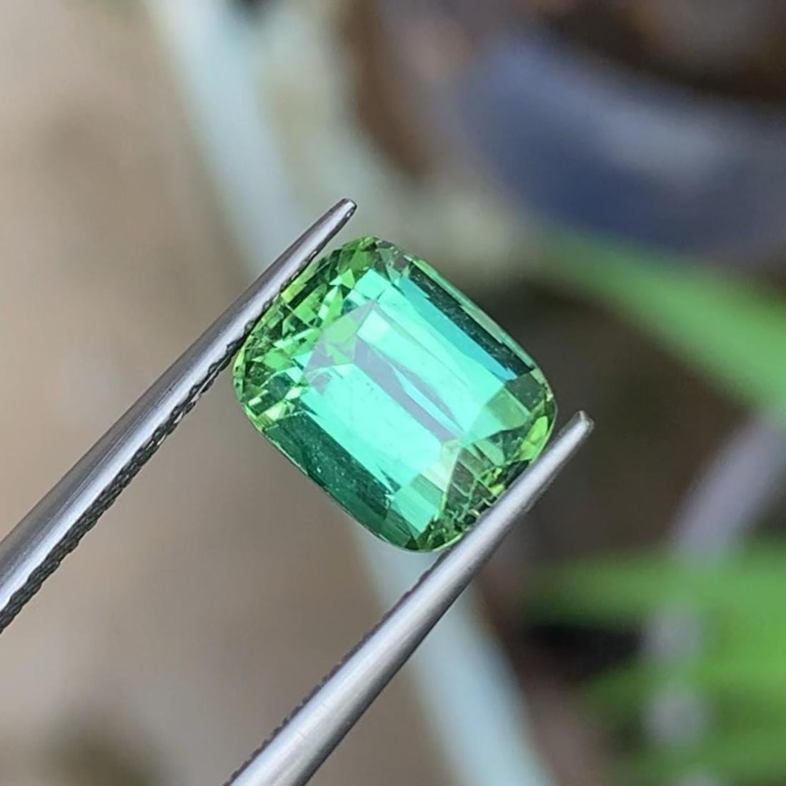 Natural Bluish Green Tourmaline For Ring Making From Afghanistan - 3.45 Carat: Weight : 3.45 Carats. Dimension : 9.1*7.3*6.4 MM Color: Blue Green ( Deep Green ) Clarity : Loupe Clean Luster: Vitreous Associated month: October Crystal system: Hexagonal crystal system Hardness (Mo