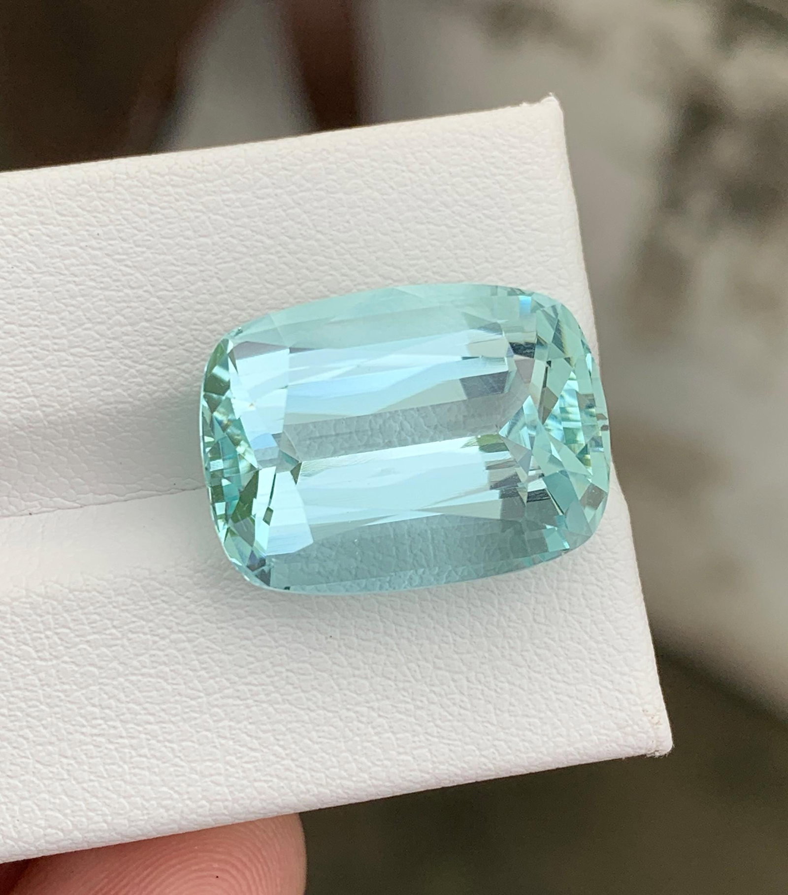 Natural Pakistan Aquamarine Gemstone 20.00 Carat Cushion Cut - Loose Sky Blue Aquamarine for Ring - 3