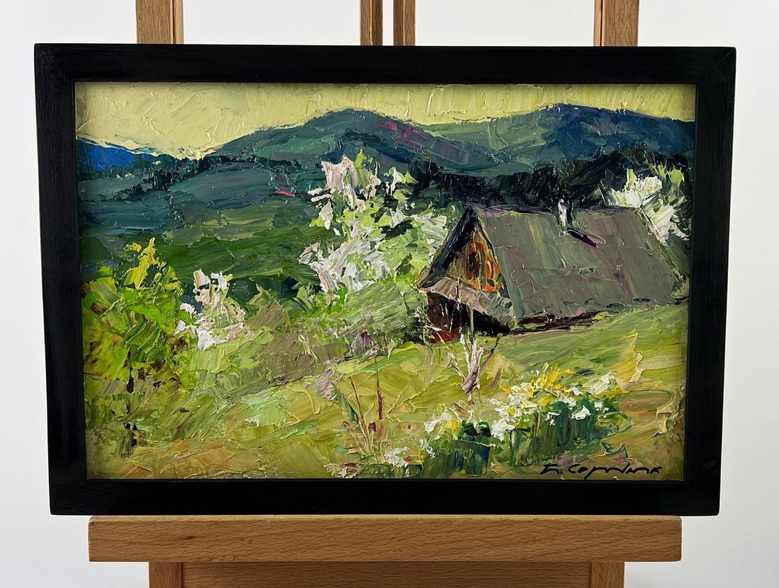Oil painting Spring in the Endless Mountains Boris Serdyuk: Title: Oil painting Spring in the Endless Mountains Boris Serdyuk Description: NoAAA6682Oil painting Spring in the Endless Mountains Boris Serdyuk is a vivid landscape that captures the freshness and 