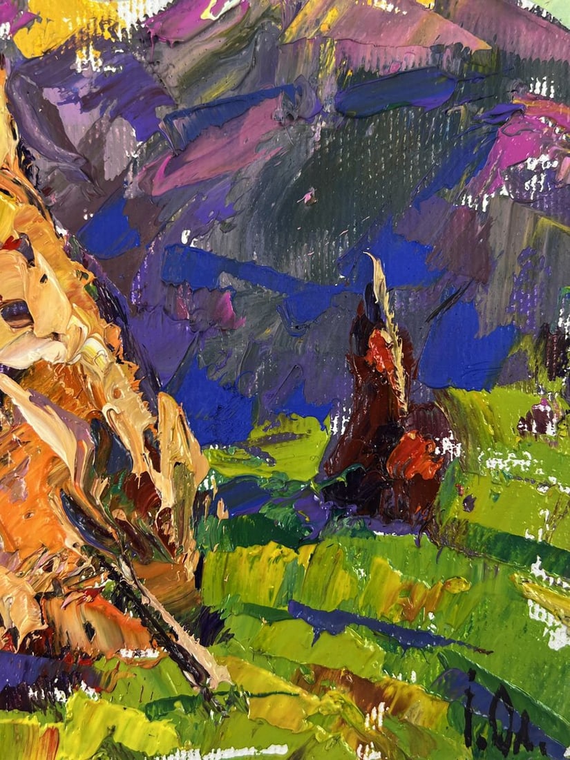 Oil painting Haystacks in the mountain fields Oleksiy Ivanyuk - 10