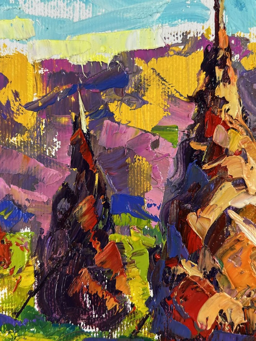 Oil painting Haystacks in the mountain fields Oleksiy Ivanyuk - 4
