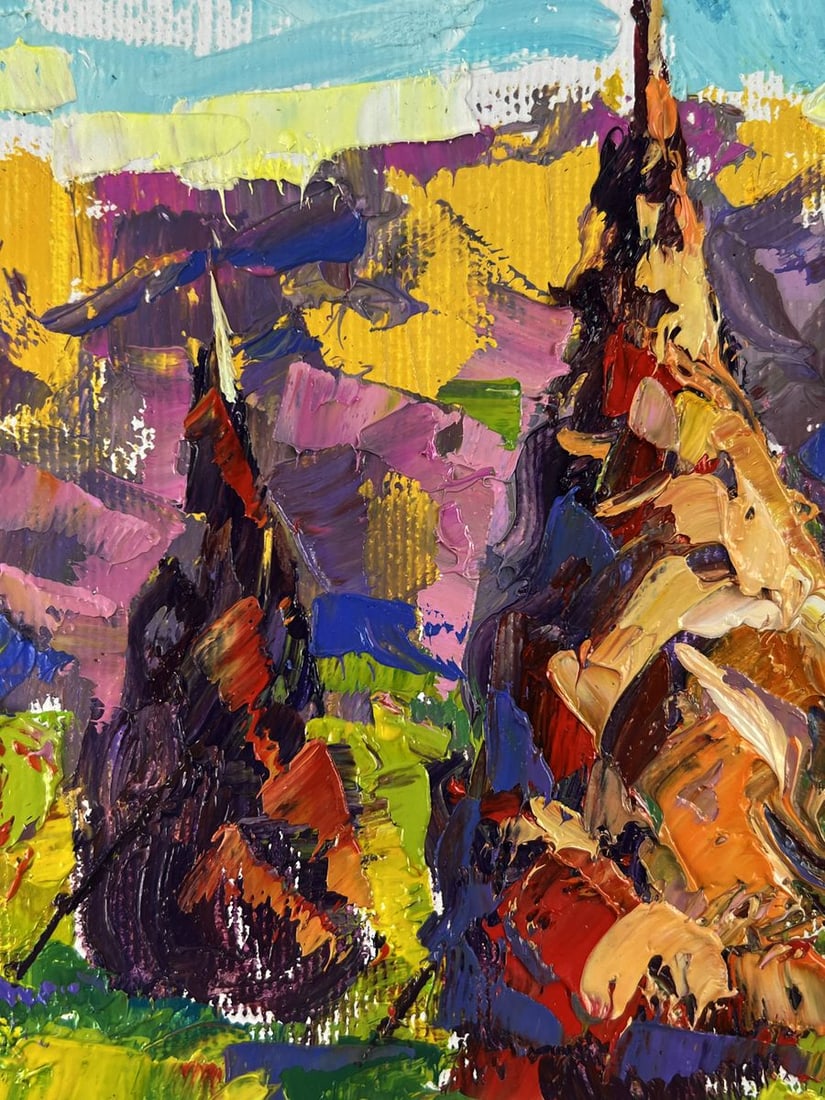 Oil painting Haystacks in the mountain fields Oleksiy Ivanyuk - 5