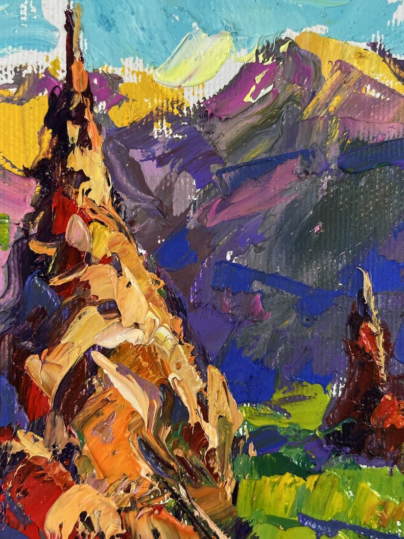 Oil painting Haystacks in the mountain fields Oleksiy Ivanyuk - 9